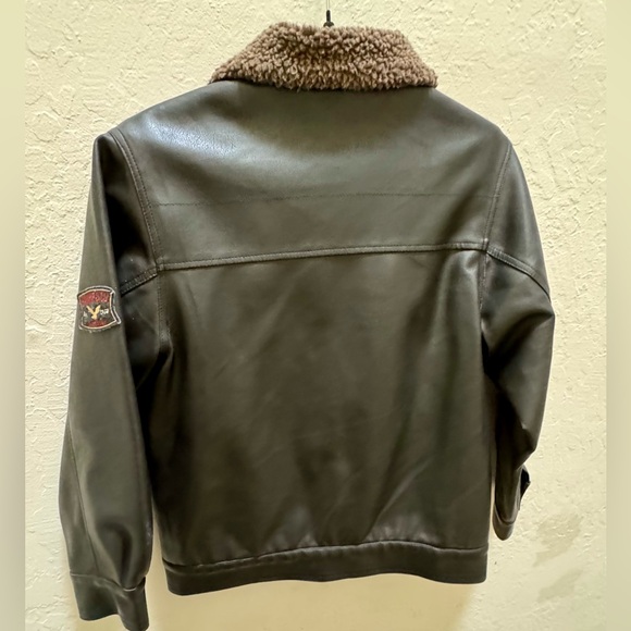 ADVENTURE LEGENDS Bomber Jacket Pilot style Boys SZ 8 Brown Rugged Faux Leather - Picture 13 of 15